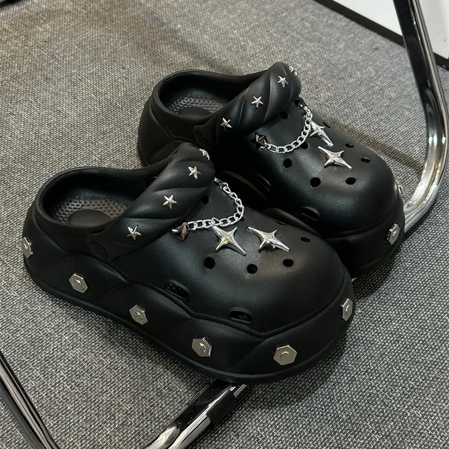 Zapatillas de calle de interior para mujer, zapatos de plataforma de verano, bonitos zuecos de moda con lazo DIY para niñas, sandalias de ocio de suela gruesa para mujer - imagen 2