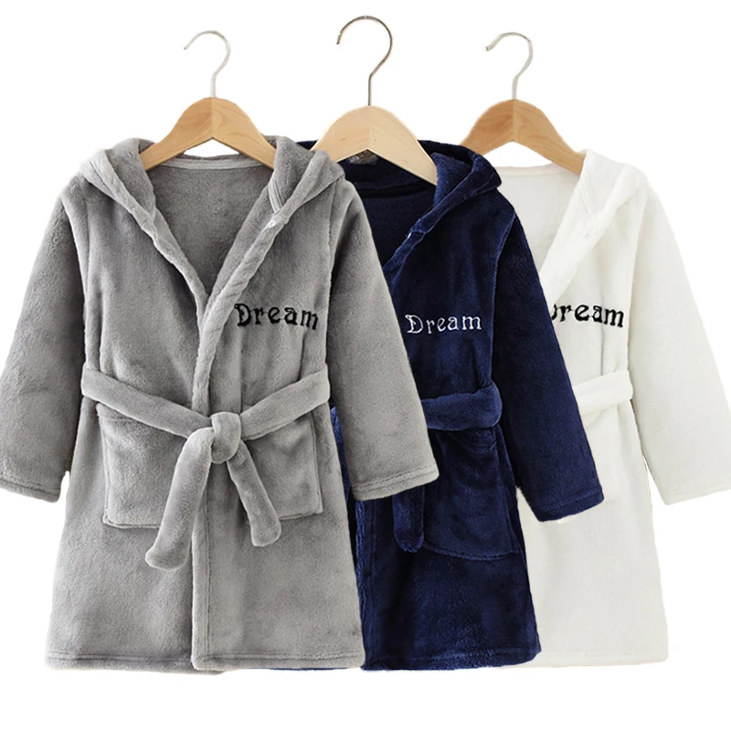 Pijama de franela con capucha para niños – Bata suave invierno