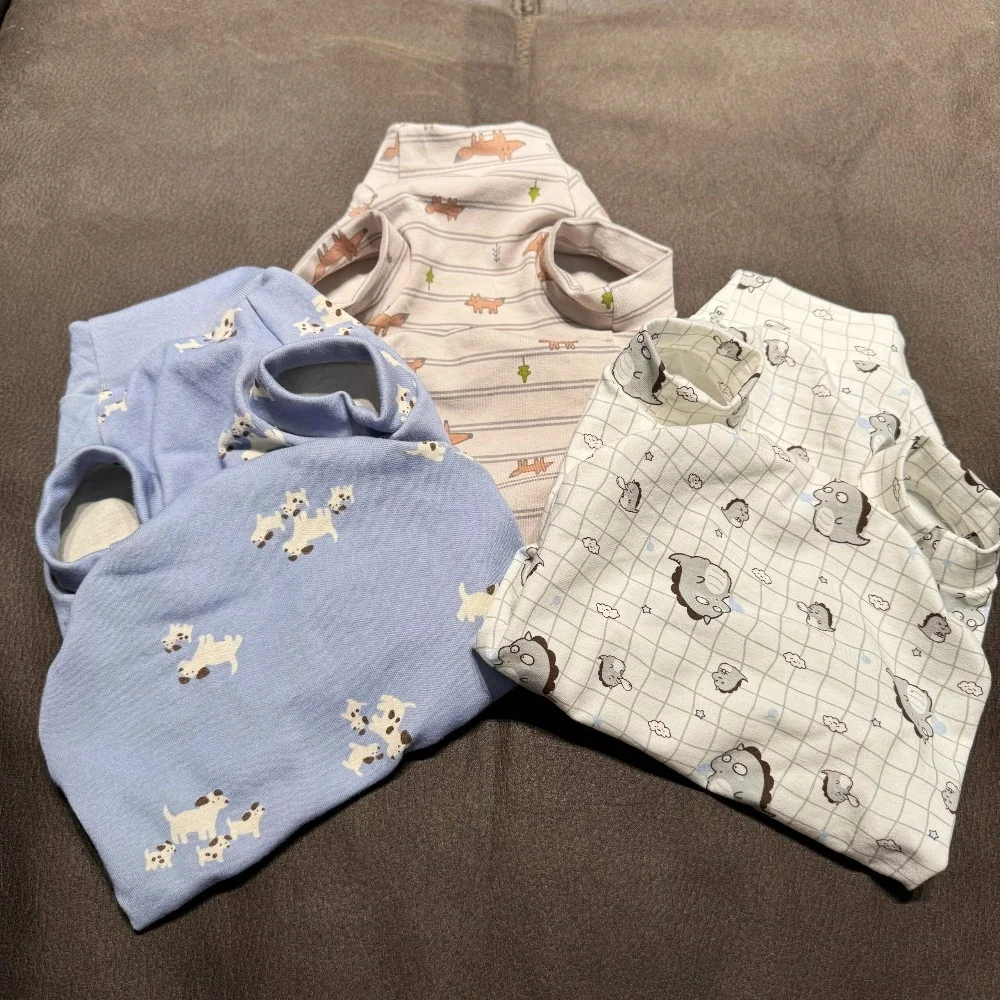 Ropa para cachorro en primavera dibujos animados animal print camiseta de algodón de manga corta para gato sphynx abrigo azul de verano para Devon Rex - imagen 2