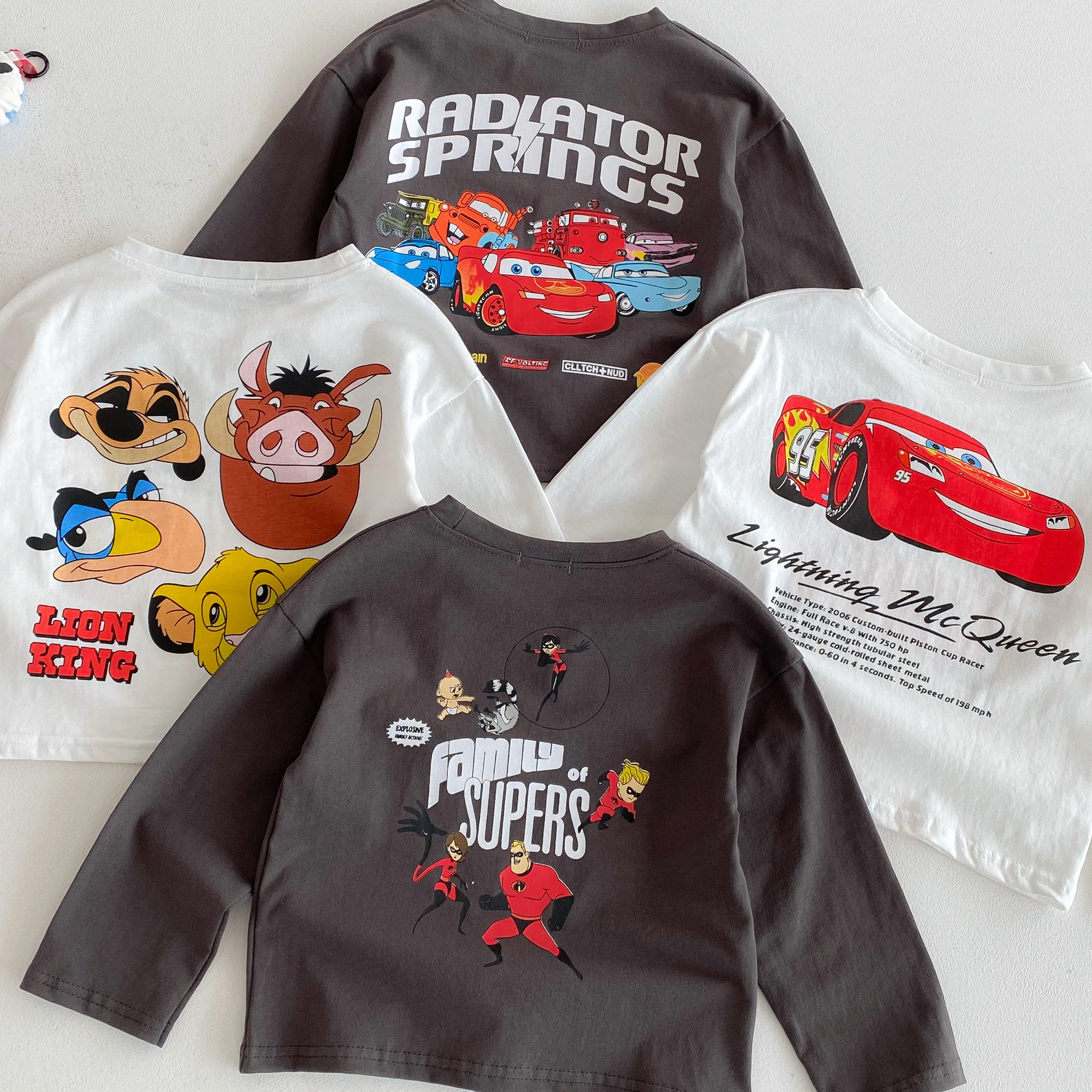 Ropa para niño de 9m-7y, camisetas de manga larga con estampado de dibujos animados, Tops, ropa de otoño, camisa Base a la moda para niños, jerséis para niños