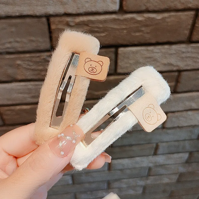 Pasadores de horquilla de oso de Color café, tocados, pinzas para el pelo de felpa coreanas, diadema de princesas para niñas, niños y mujeres, accesorios - imagen 5