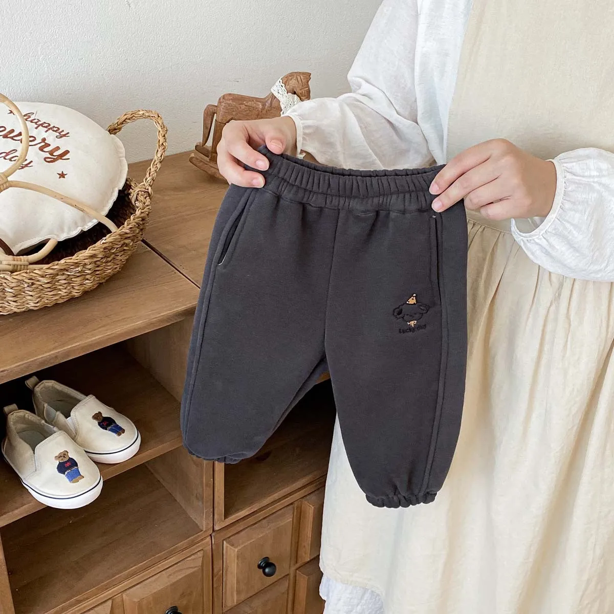 Bombachos de felpa cálidos para bebés otoño invierno estilo coreano - imagen 4