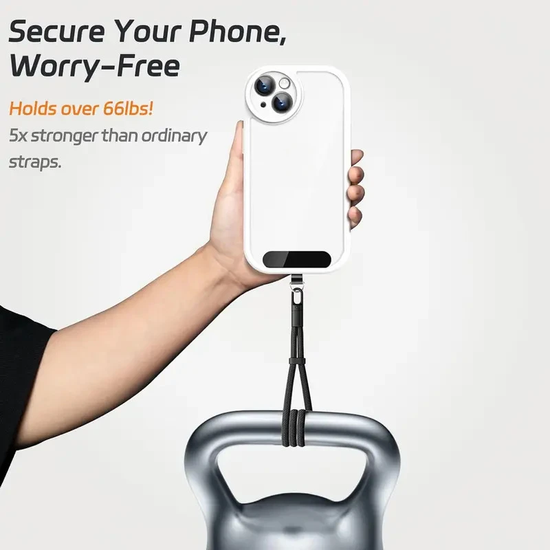 Cordón desmontable para teléfono, anticaída mejorada 360 °   Estuches ajustables del teléfono de la correa cruzada del cuello de la rotación con el clip universal - imagen 3