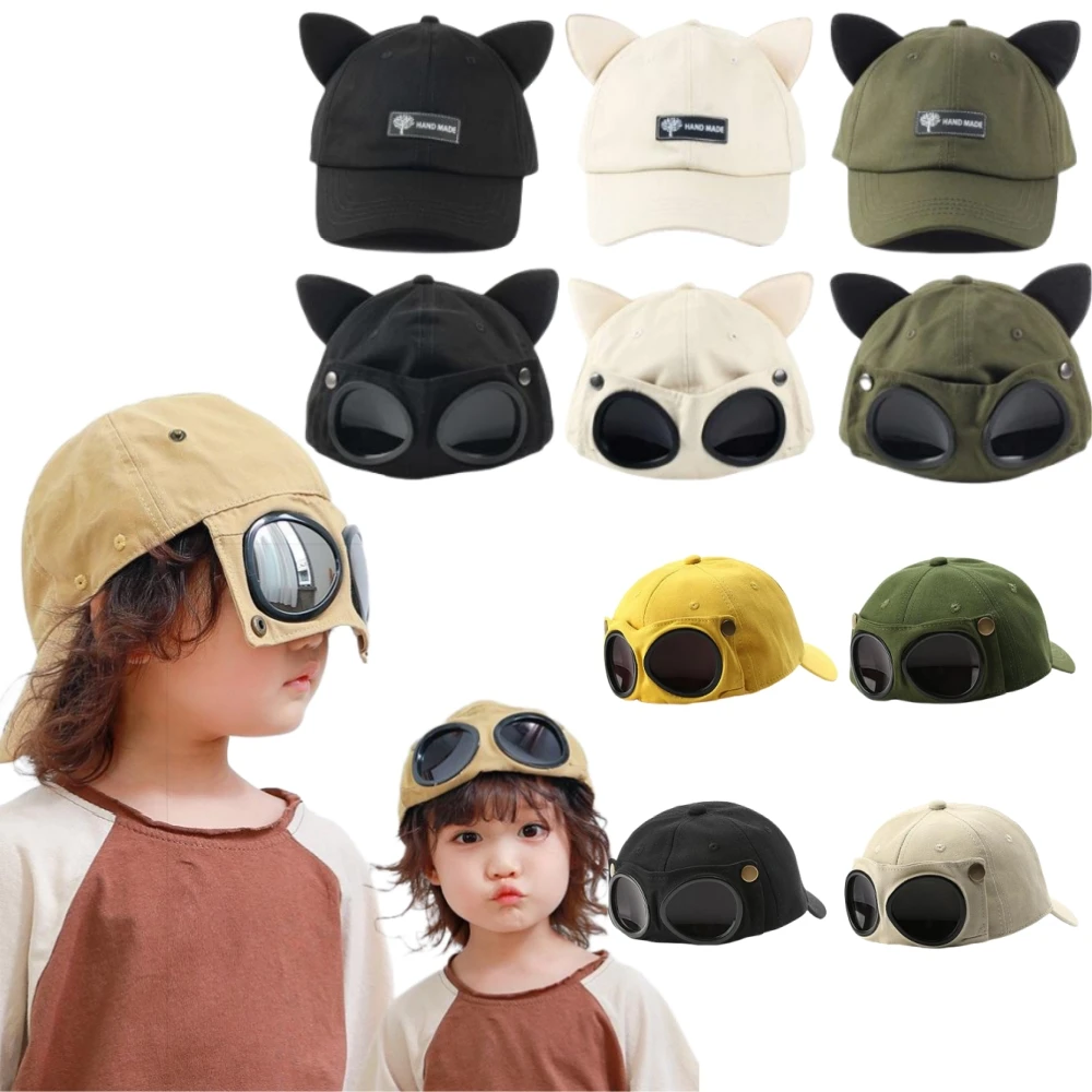 Nuevas gafas geniales para bebés, gorra de béisbol para primavera y verano, sombrero de aviador para niñas, gafas para niños, sombreros de Hip Hop, gorras con visera para niños pequeños