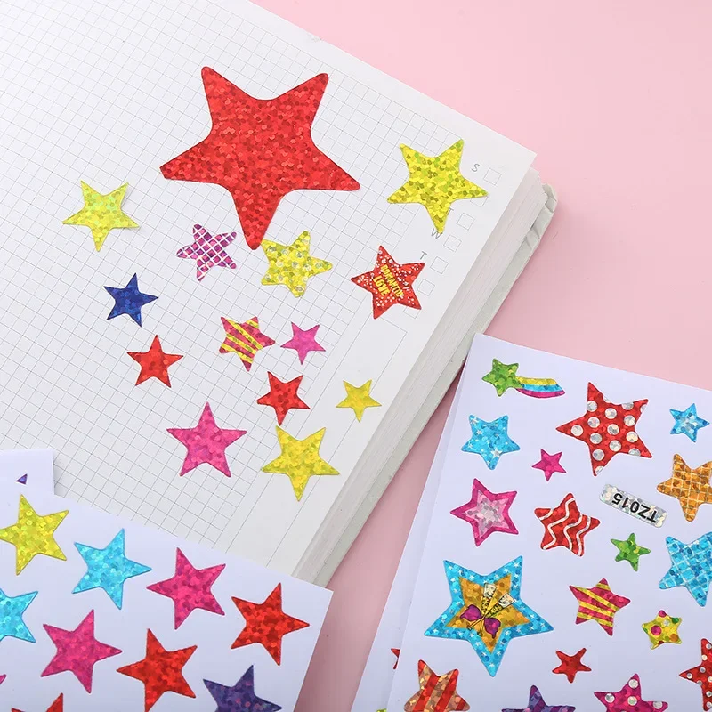 10 hojas de pegatinas para estudiantes, pegatinas de estrellas, tabla de comportamiento de recompensa escolar, decoración artística con Clip hecha a mano para estudiantes - imagen 3