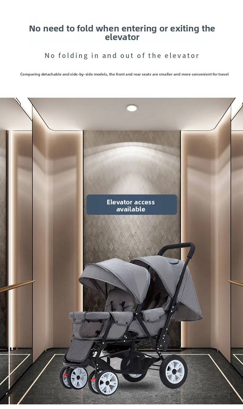 Asiento delantero y trasero, asiento doble para dos niños y carrito plegable ligero para niños - imagen 5