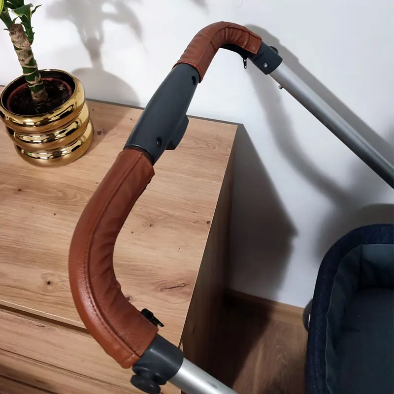 Funda de cuero con mango Compatible con ABC Design Condor 4, funda para barra de cochecito, funda para reposabrazos, accesorios para cochecito - imagen 3