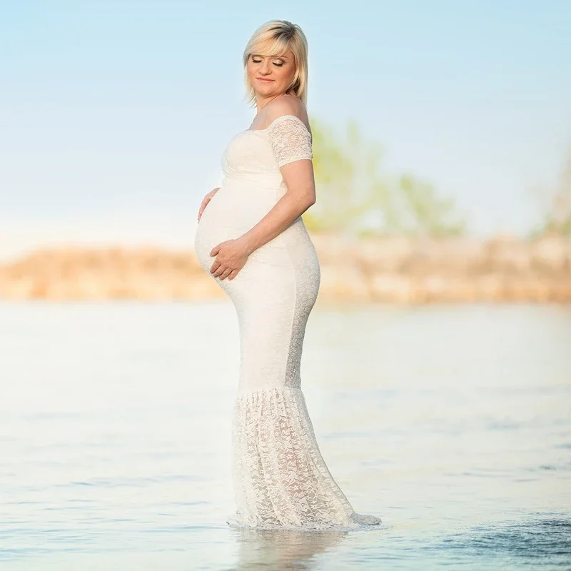 Vestido de sirena de encaje para embarazadas elegante - imagen 5