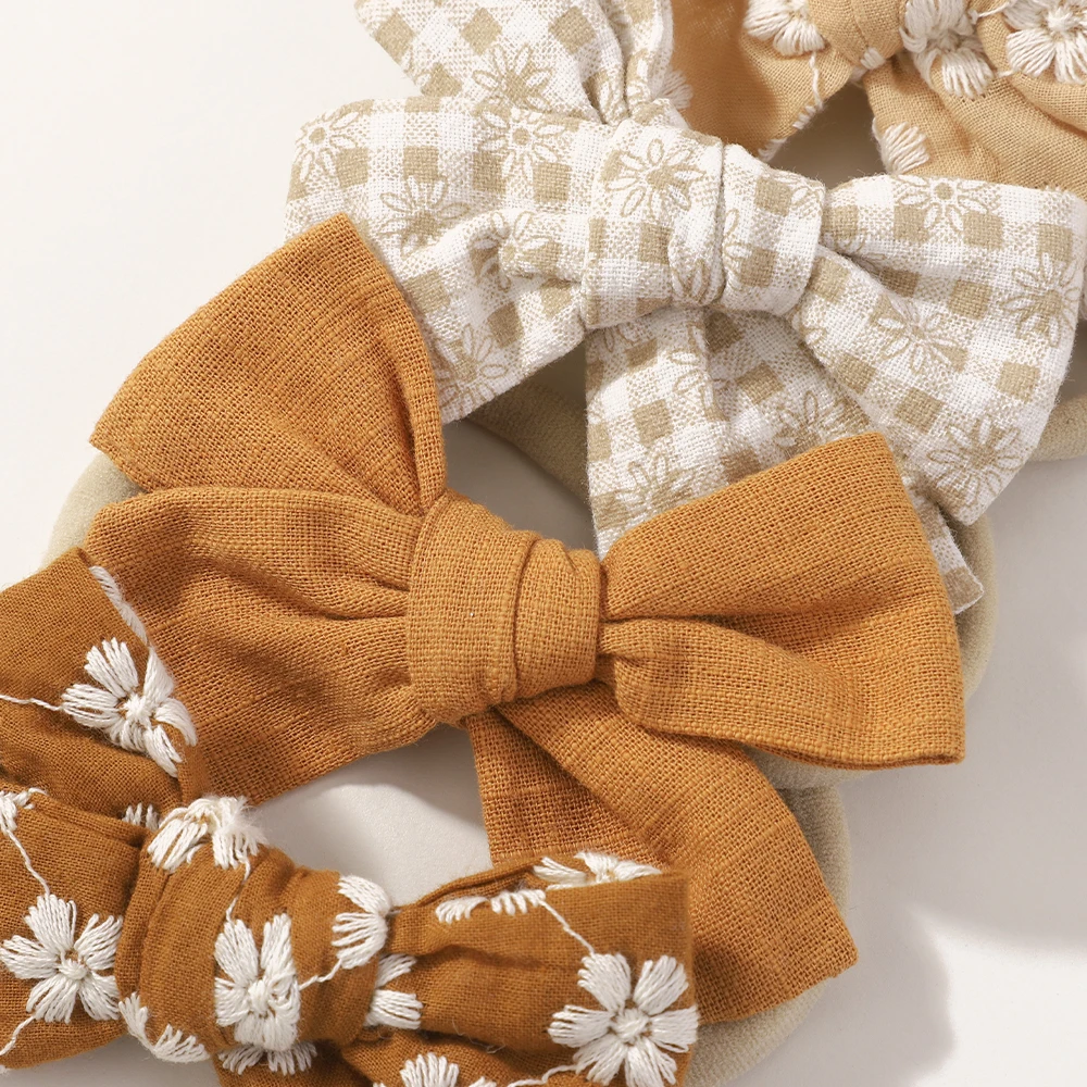 5 unids/set de diadema suave con lazo para bebé, bandas para el cabello de algodón y nailon para niñas y niños, accesorios para el cabello para recién nacidos, diadema para niños pequeños - imagen 3