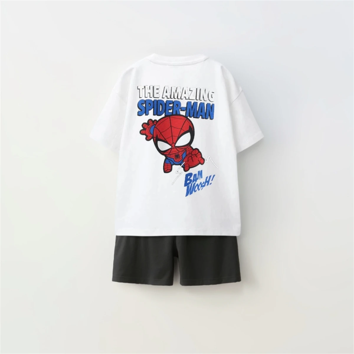 Trajes de manga corta de verano, camiseta de moda + Pantalones cortos, conjunto de dos piezas, camisetas de dibujos animados para niños, pantalones cortos versátiles de Color sólido, conjunto de dos piezas - imagen 3