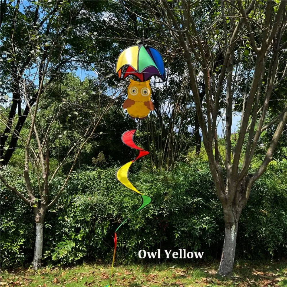 Colgante de paraguas de dibujos animados colorido, tela colgante no tóxica y plástico, tira de viento de paracaídas colorida Vintage, molino de viento giratorio - imagen 2