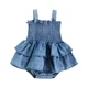 Romper-Blue Ruffle