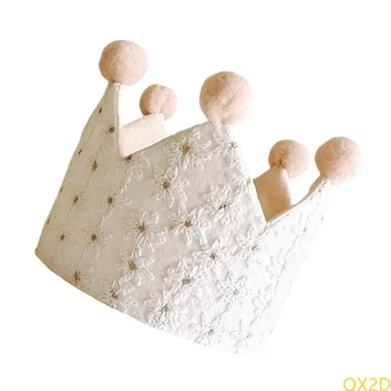 QX2D Baby Girls Crowned Tadle Tadera 3D Bordado Bordado Royal Diseño Soft Lace Soft - imagen 2