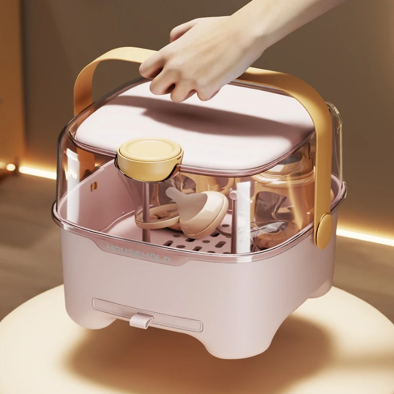 Caja de almacenamiento de biberones con tapa, organizador de vajilla a prueba de polvo y humedad para bebés, transparente de gran capacidad - imagen 2