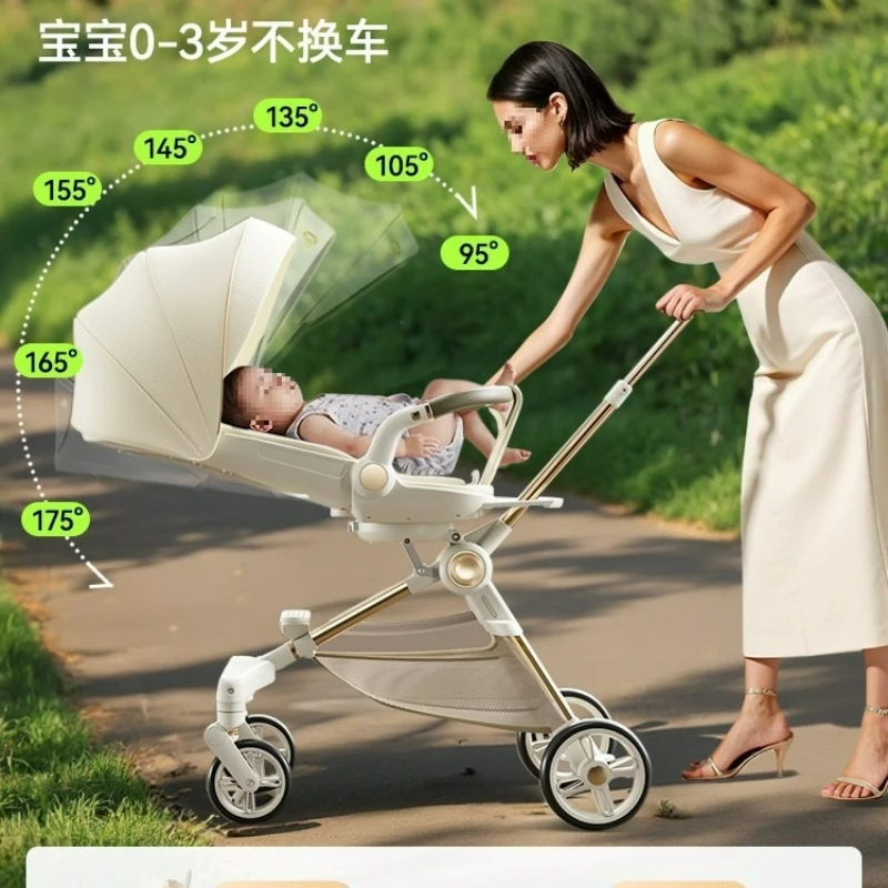 Cochecito de bebé para caminar para niños, ligero, plegable, bidireccional, para caminar, salir, paisaje alto - imagen 3