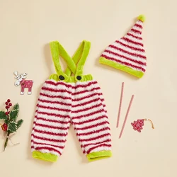 Tregren Conjunto de Navidad para bebé - felpa a rayas
