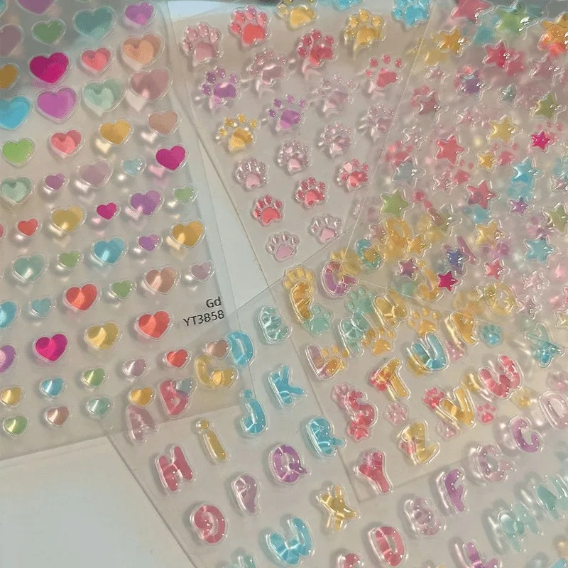 Nueva pegatina de estrella de macarrón de gelatina transparente, portalápices DIY de amor, taza de agua, decoración Ccd, papelería japonesa - imagen 2