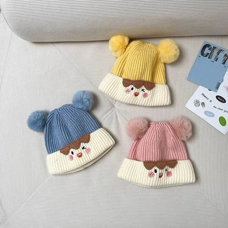 Lindo Kawaii invierno cálido sombrero de bebé para niños niñas dulce encantador dibujos animados niño gorro de ganchillo Otoño Invierno sombreros de punto al aire libre - imagen 3
