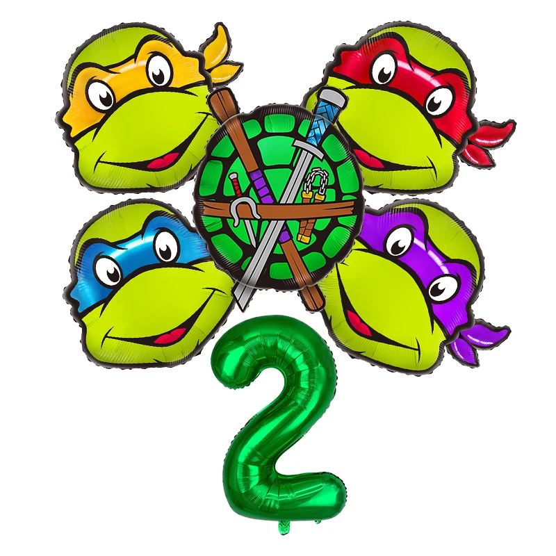 Conjunto de globos de tortugas Ninja para niños y niñas, decoración de globos con números para fiesta de cumpleaños, adornos para Baby Shower, regalos de dibujos animados de Anime para niños - imagen 3