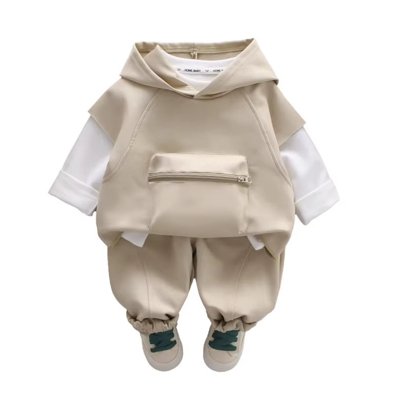 Conjunto infantil chaleco con capucha y camiseta para niños - imagen 5