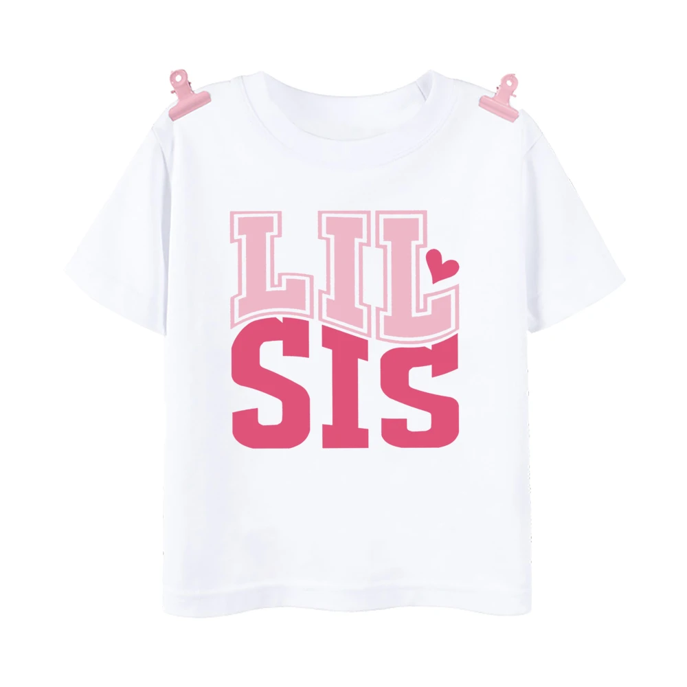 Camiseta a juego con estampado de lazo para hermana mayor y hermana pequeña, camiseta para niñas y hermanos, camiseta de manga corta para niños, ropa de verano para niños, Tops - imagen 4