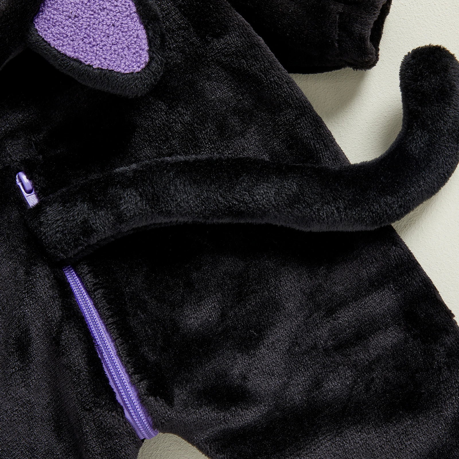 SUNSIOM Disfraz de gato negro para bebé de 0 a 24 meses, mono con capucha de felpa de manga larga para niños y niñas, pelele para recién nacido - imagen 4