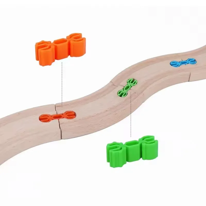 Accesorios de vías de tren de madera para niños, Conectores de plástico, junta fijadora apta para vías de madera de marca, juguetes ferroviarios, 5 uds. - imagen 5