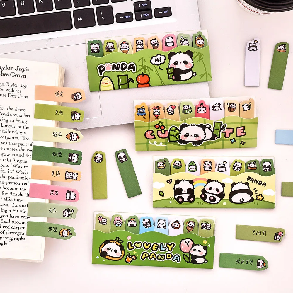 120/480 hojas de etiquetas adhesivas, papel para notas, pegatina de índice de Panda bonito para estudiantes, papelería, pegatinas de regalo, oficina creativa - imagen 4