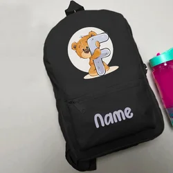 Mochila escolar personalizada para niños pequeños con oso y nombre