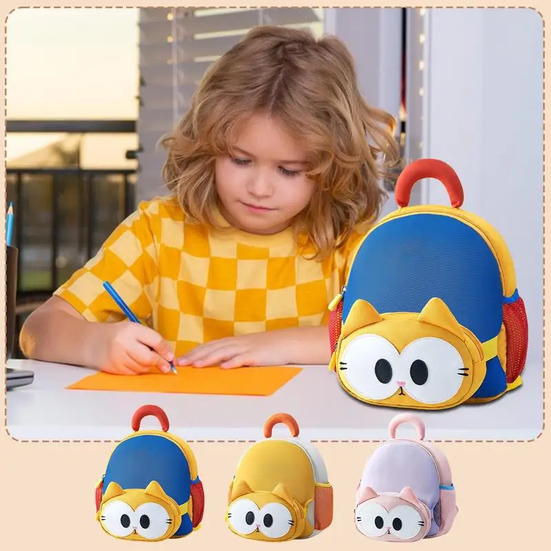 Mochila para niños pequeños con diseño de gato para niñas, mochila pequeña y bonita para preescolar, mochila para niños pequeños con diseño de gato, mochila de hombro de gran capacidad para guardería - imagen 2