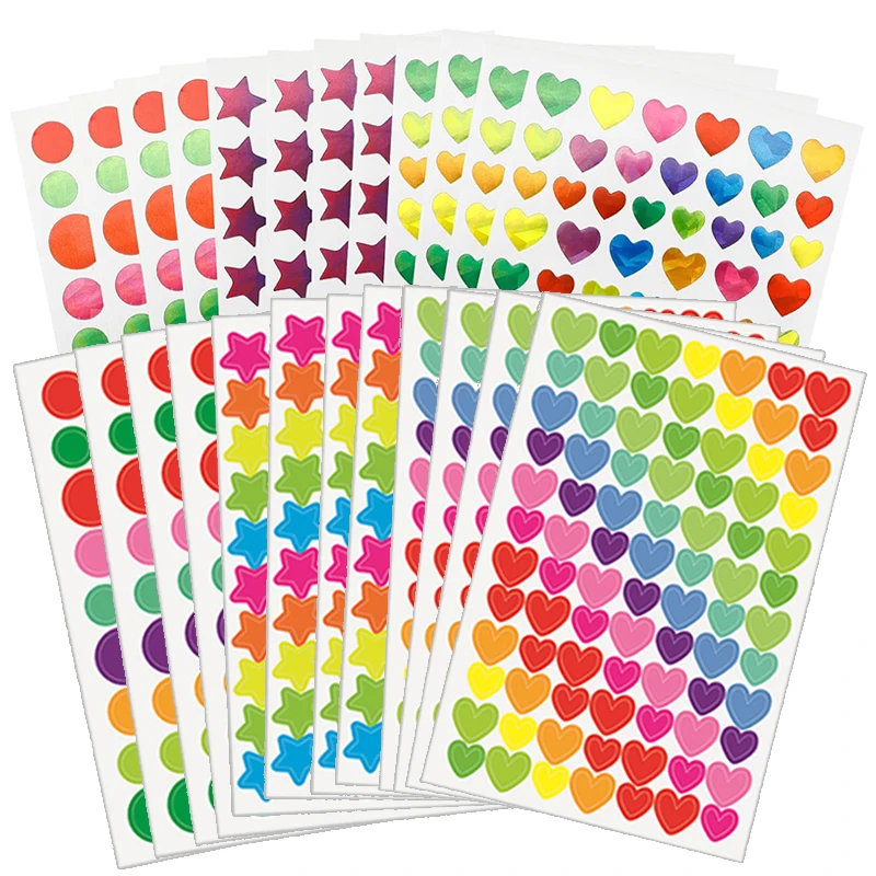 5 uds Clipbook pegatinas estrella corazón puntos autoadhesivo decoración accesorios DIY pegatinas libro foto decoraciones TMZ