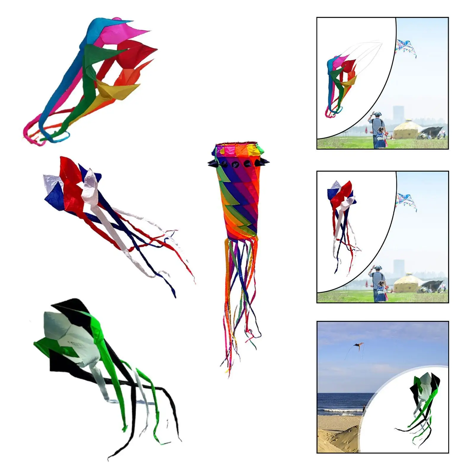 Flyer Kite Sturdy Foldable Decoration Classic Reusable Popular Rotating Tube Kite for Activities Grasslands Sports Outdoor Beach