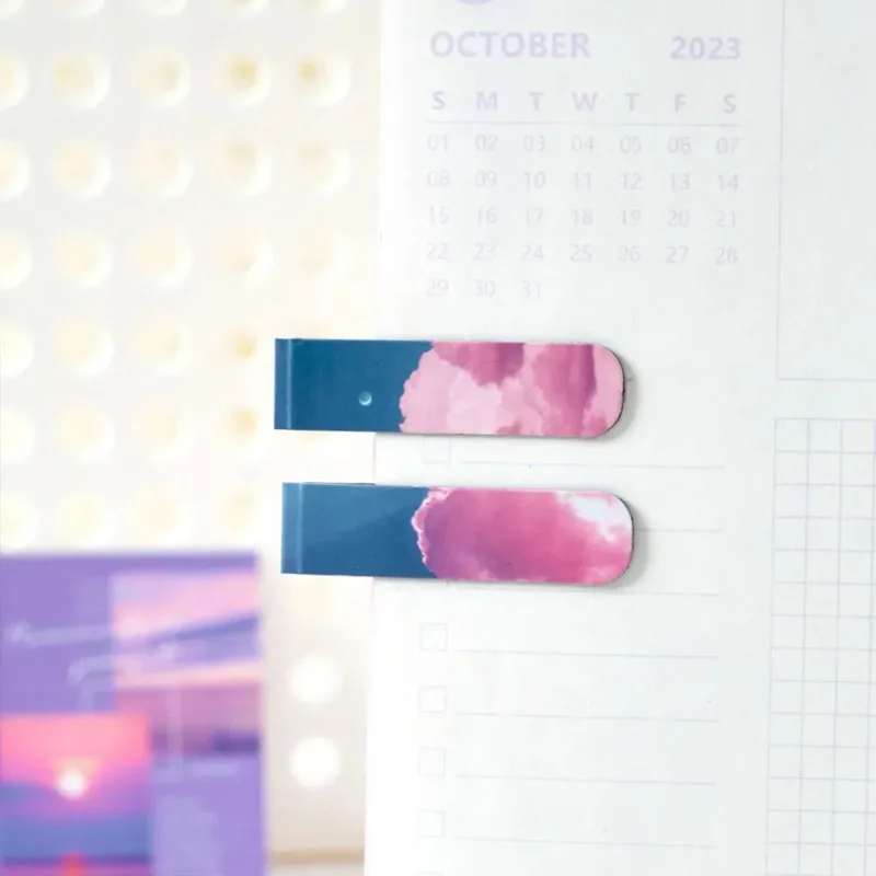 Marcapáginas magnético con paisaje de bosque marino, nubes de fantasía brumosa, para páginas, libros, lectores, regreso a la escuela, 2 uds. - imagen 2