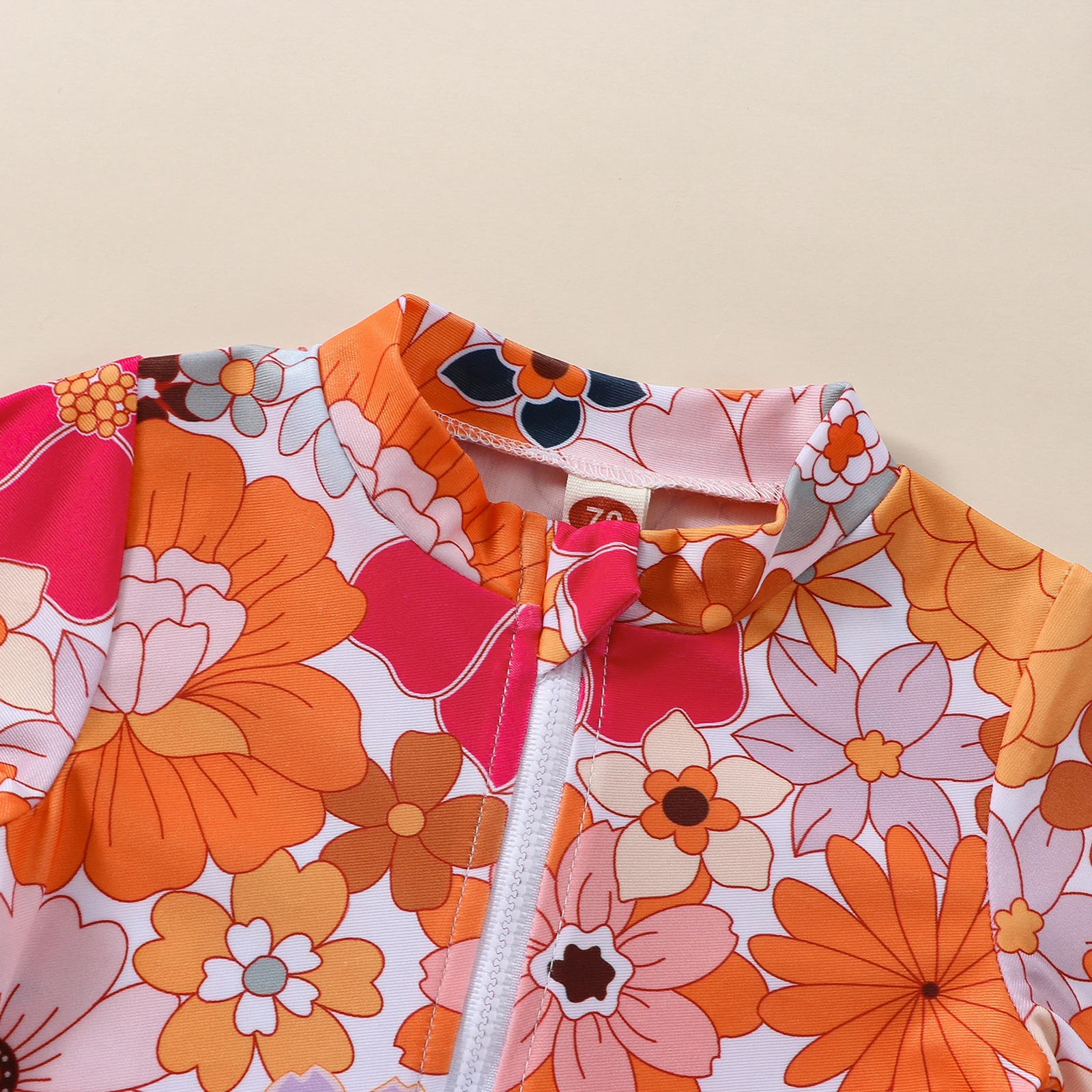 Traje de baño infantil con sombrero para niña – Estampado floral manga larga - imagen 4