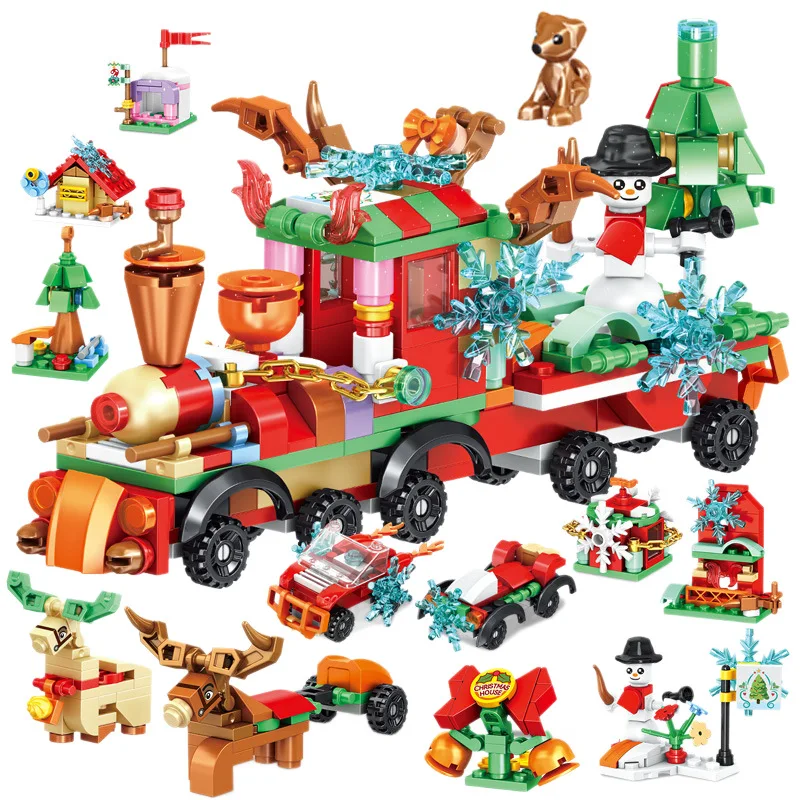 Bloques de construcción de Navidad, Papá Noel, muñeco de nieve, alce, árbol, Micro rompecabezas de ladrillo, modelo de ensamblaje, decoración del hogar, regalo de fiesta, juguete para niños - imagen 4