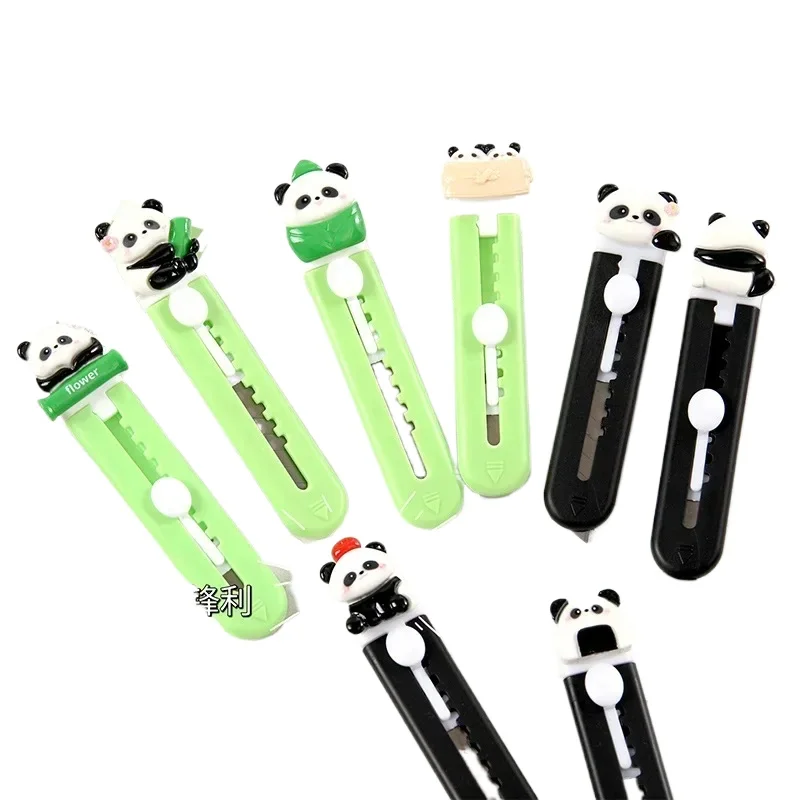 Cuchillo de utilidad de arte de Panda de dibujos animados, Mini cuchillo de utilidad de arte de bolsillo Kawaii portátil, caja Express, cúter de papel, papelería - imagen 3