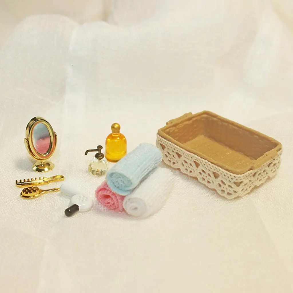 1/12 Dollhosue Dollhouse Bathroom Mini Basket Dollhouse Kids Pretend Toy Gifts 1/12 Dollhosue Dollhouse Bathroom Mini Basket Dollhouse Kids Pretend Toy Gifts