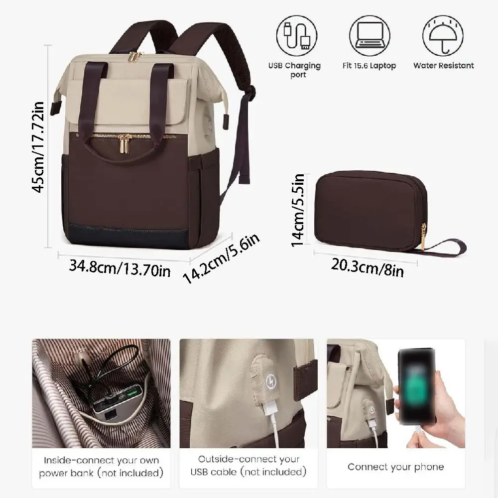 Mochila para ordenador portátil de viaje de gran capacidad, bolso de hombro multifuncional impermeable para mamá, transpirable y ligero - imagen 4
