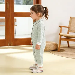 Pelele bebé manga larga a rayas con botones – Primavera y otoño