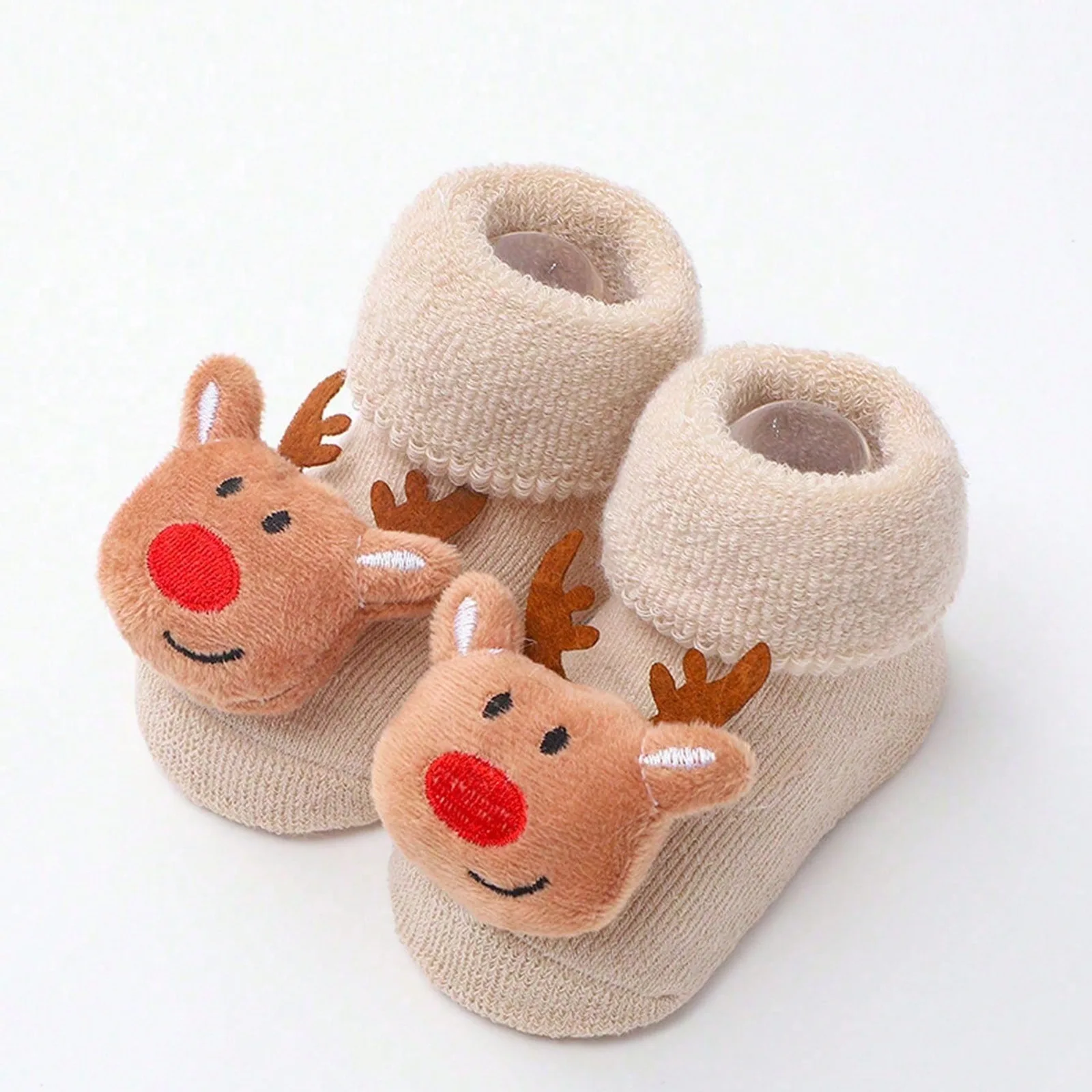 Calcetines bonitos de alce y Papá Noel para bebé, calcetines tejidos para bebé recién nacido, calcetines suaves de muñeco de nieve cálidos para el suelo, calcetines medios para niñas y niños, novedad - imagen 4