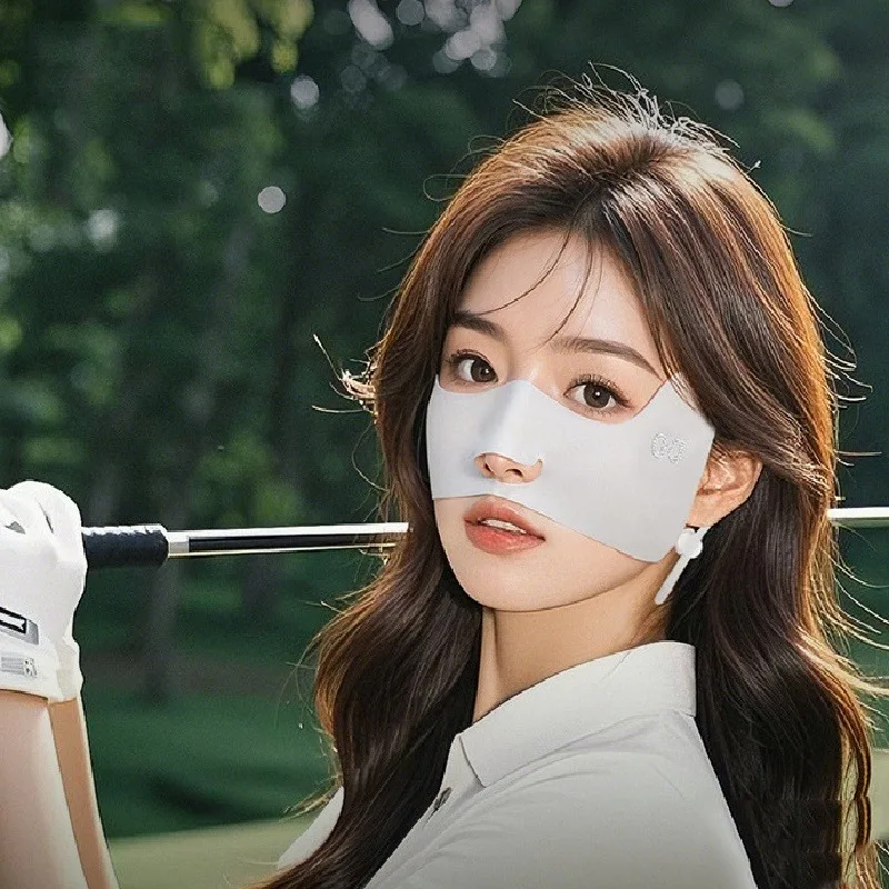 Máscara de protección solar de seda de hielo de verano de alta calidad para mujer, sombra UV para exteriores, máscara de Golf transpirable, media transpirable, oreja colgante para exteriores