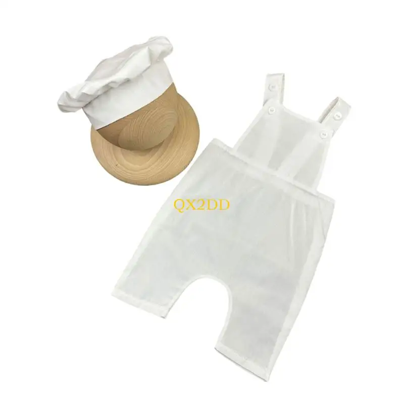 QX2D Traje fotografía con tema cocinero recién nacido, tejido poliéster suave, disfraz fácil usar - imagen 3