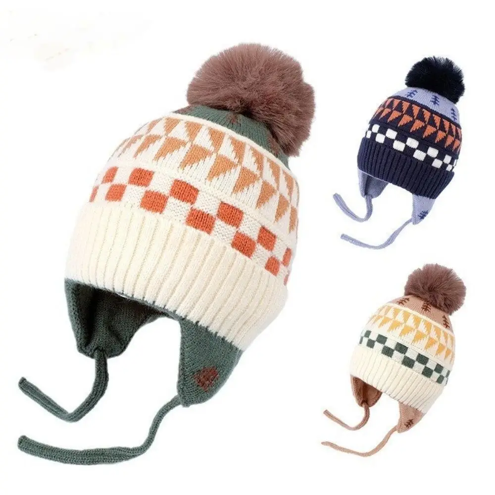 Gorro con orejeras para niños, gorro cálido con protección para los oídos para niños, gorros tejidos de lana para niños de 2 a 6 años
