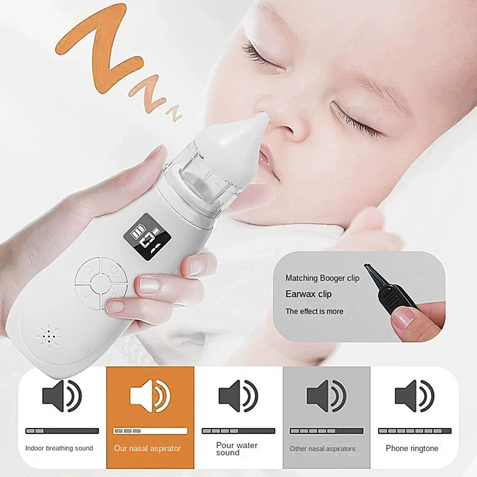 Aspirador nasal eléctrico recargable para bebés – Succión ajustable - imagen 3