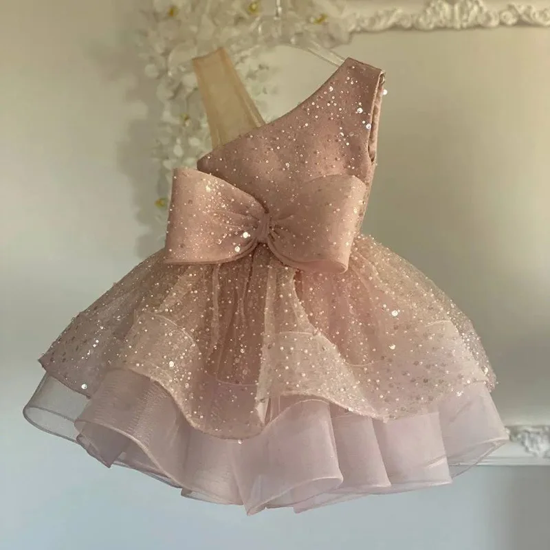 Vestido de princesa para niña, falda de lentejuelas esponjosa sin mangas, falda de princesa con lazo, venta al por mayor transfronteriza - imagen 2