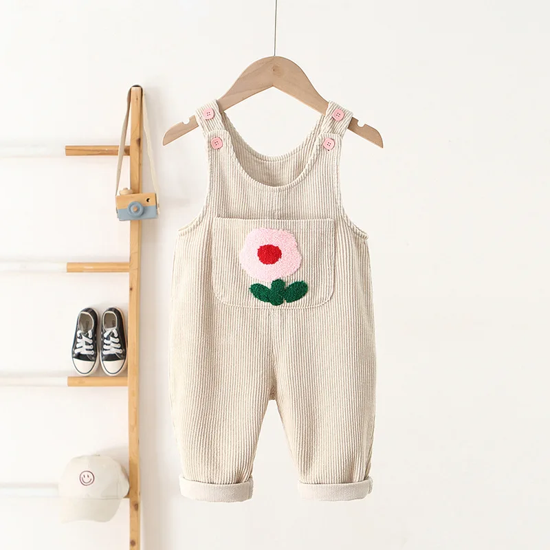 Ropa para niños de 1 a 4 años, monos con bordado Floral para niñas, monos de pana para niñas, pantalones para niñas - imagen 4