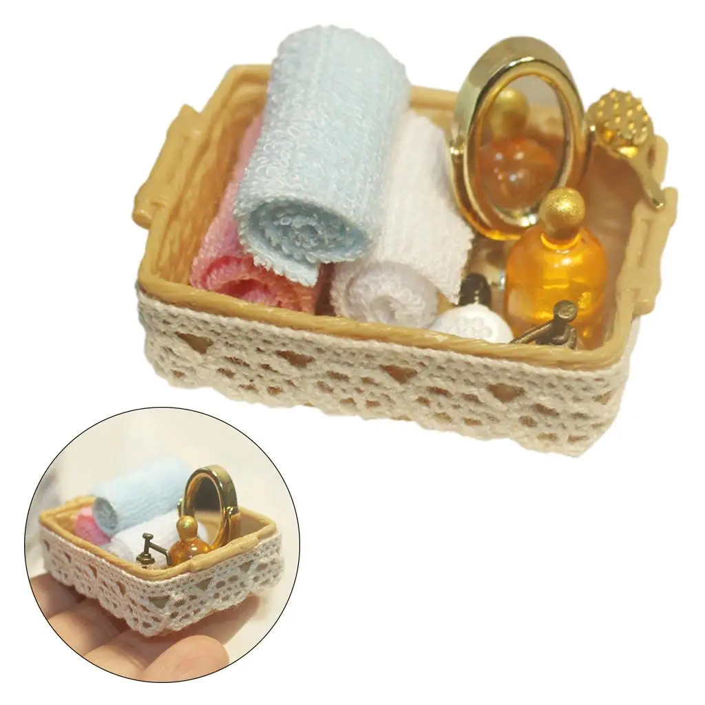 1/12 Dollhosue Dollhouse Bathroom Mini Basket Dollhouse Kids Pretend Toy Gifts 1/12 Dollhosue Dollhouse Bathroom Mini Basket Dollhouse Kids Pretend Toy Gifts