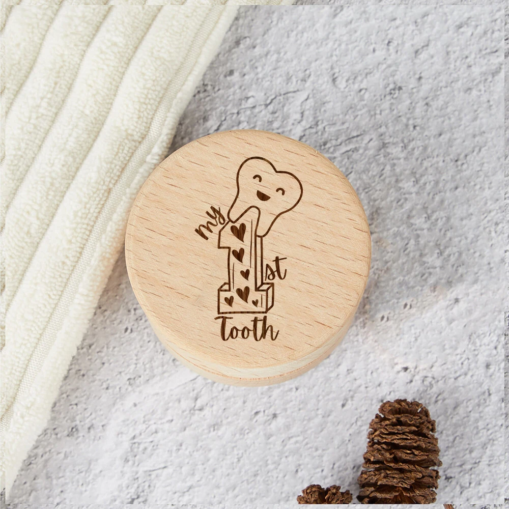 Caja de baratijas de madera con estampado de dientes de bebé, recuerdo grabado, preservación de dientes perdidos, regalos de cumpleaños - imagen 3
