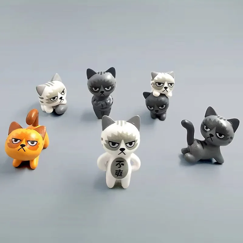 6 uds gato enojado jardín de hadas miniaturescats gatito mini coche musgo terrarios figuritas artesanales de resina decoración creativa de pastel de jardín - imagen 5
