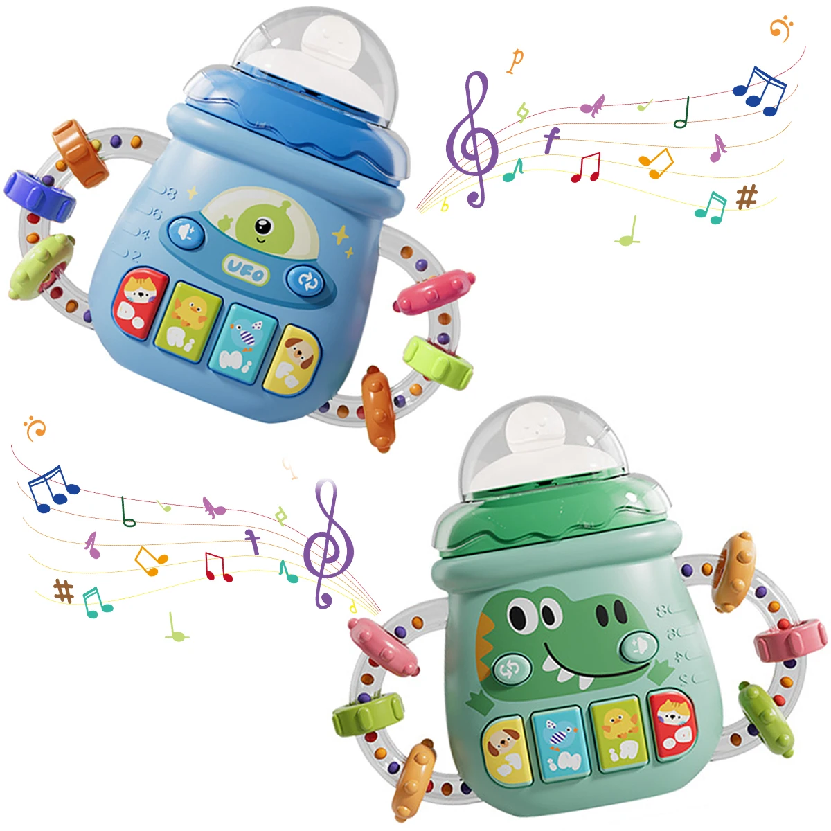 Juguete musical para bebe - Movil calmante con sonajero y mordedor